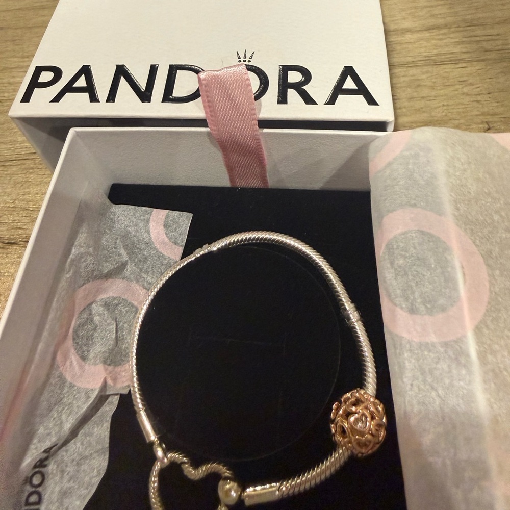 Pandora Silver Bracelet with Gold Charm